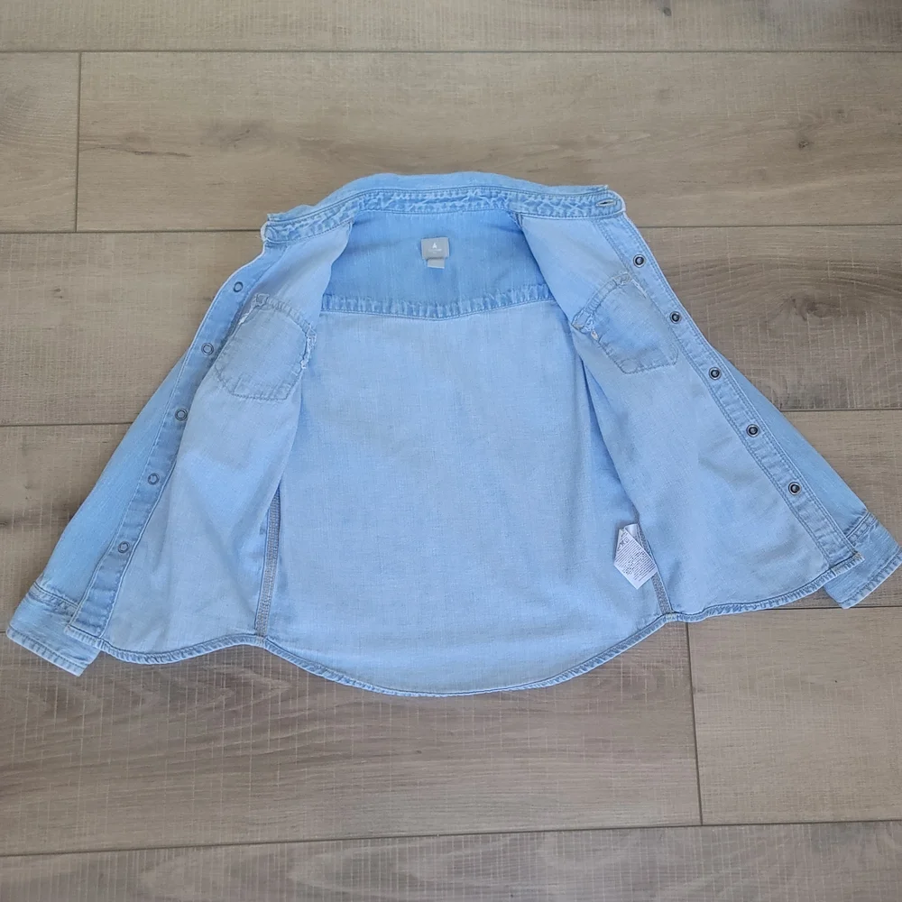 Baby GAP Boys Blue Chambray Denim Snap Up Western Shirt Unisex Sz 5 Long Sleeved